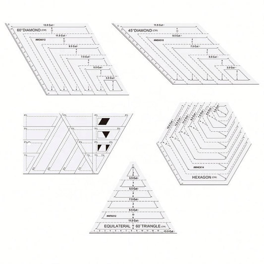 Acrylic Quilting Ruler Set Triangle Hexagon Diamond Shape Handmade