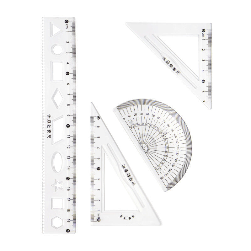 Special Four Piece Drawing Set Ruler Triangle Ruler Protractor Compass