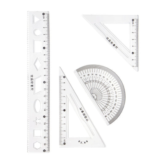 Special Four Piece Drawing Set Ruler Triangle Ruler Protractor Compass