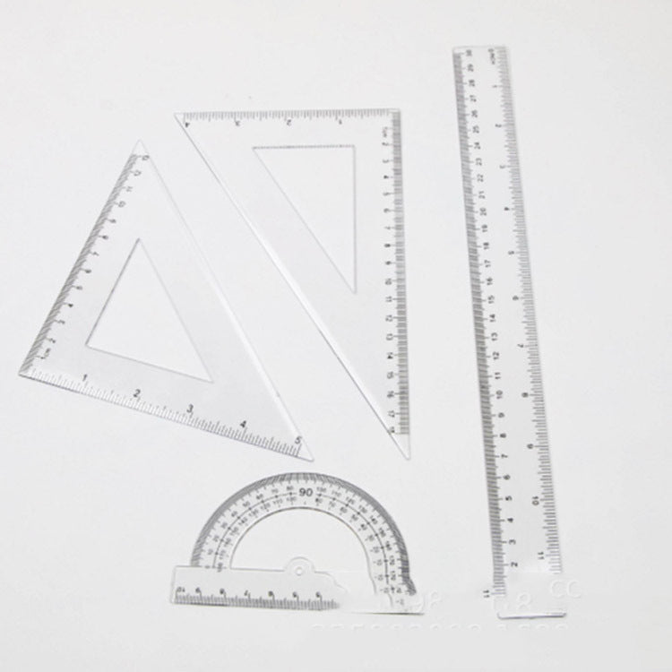 Bonvada 4 Pieces Math Geometry Tool Plastic Clear Protractor